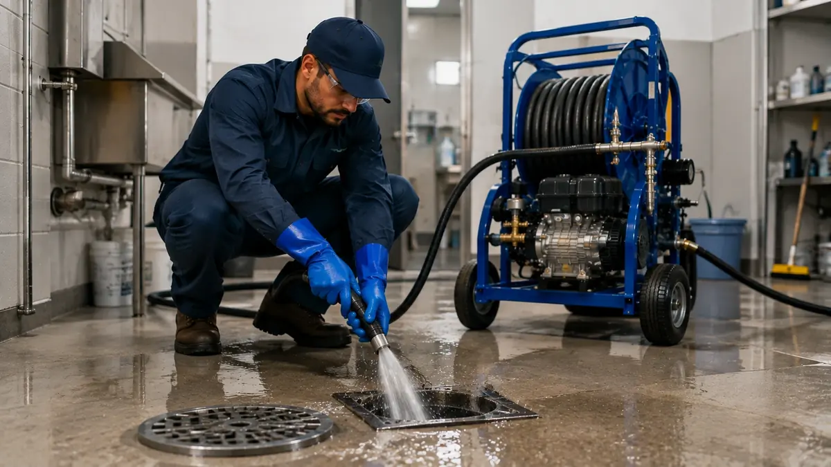 Floor Drain Hydro Jet Cleaning in California Hot Springs