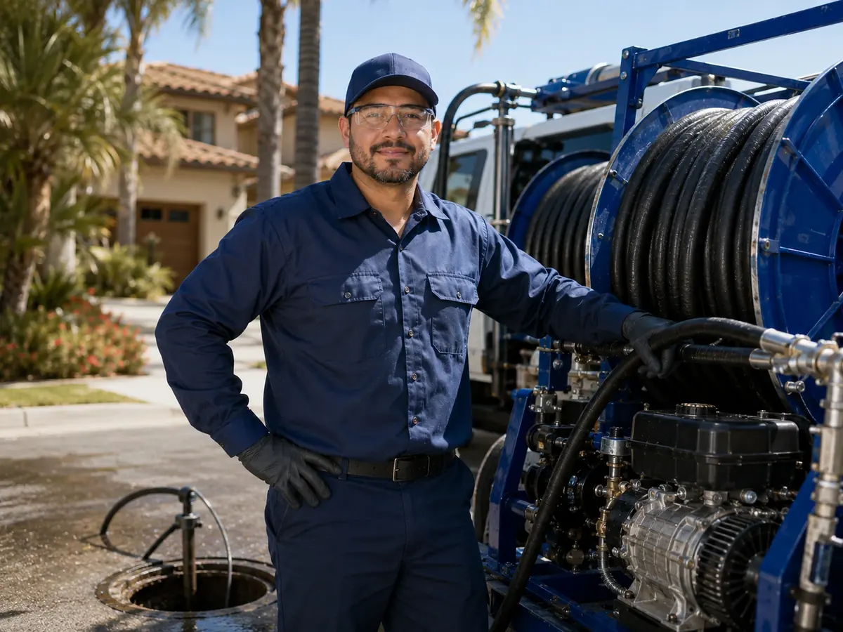 Hydro jet sewer cleaning in California Hot Springs